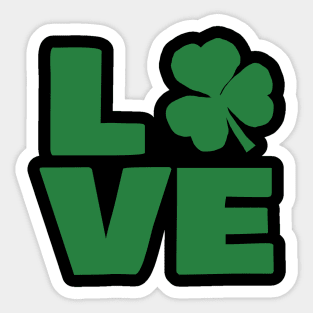 Love Shamrock Typography Green for St Patricks Day Sticker